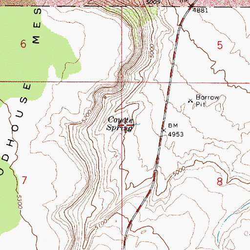 Topographic Map of Coyote Spring, AZ