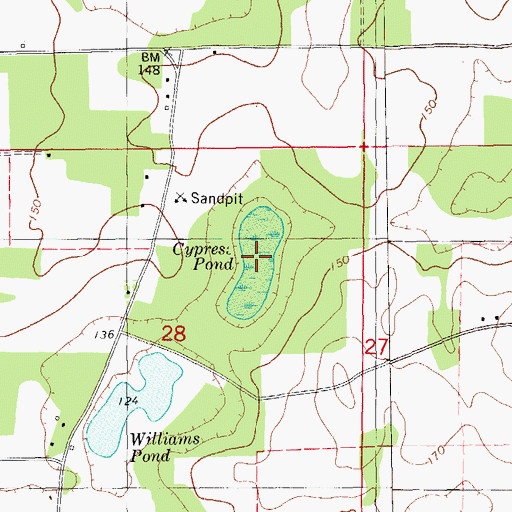 Topographic Map of Cypress Pond, FL