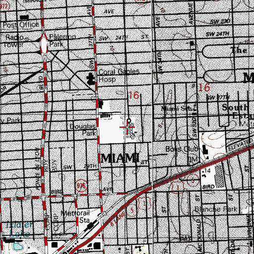 Topographic Map of Dade School, FL