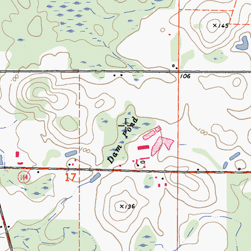 Topographic Map of Dam Pond, FL