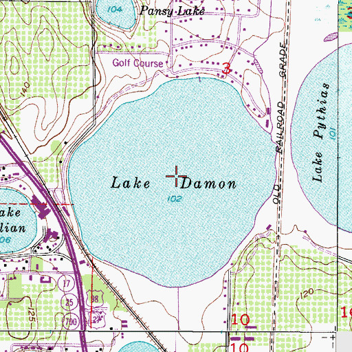 Topographic Map of Lake Damon, FL
