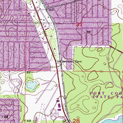 Topographic Map of Dampier Cemetery, FL