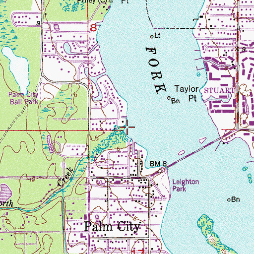 Topographic Map of Danforth Creek, FL