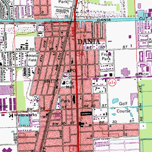 Topographic Map of Dania Beach, FL