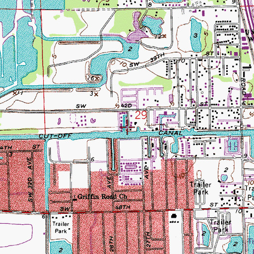 Topographic Map of Dania Cut-Off Canal, FL