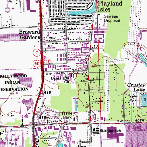 Topographic Map of Dania Heights Church, FL