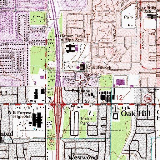Topographic Map of Daniels Cemetery, FL