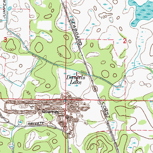 Topographic Map of Daniels Lake, FL