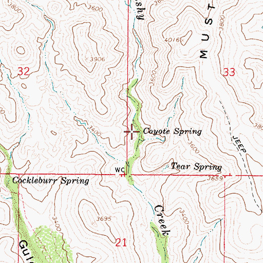 Topographic Map of Coyote Spring, AZ