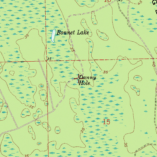 Topographic Map of Danny Hole, FL