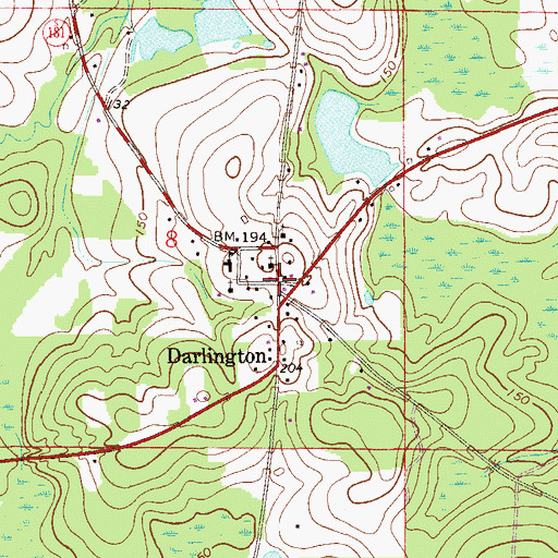 Topographic Map of Darlington, FL