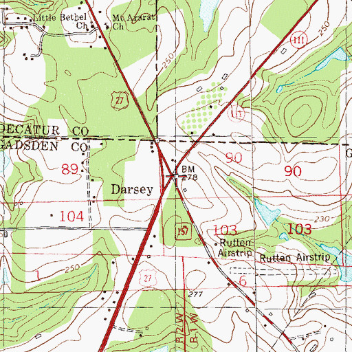 Topographic Map of Darsey, FL