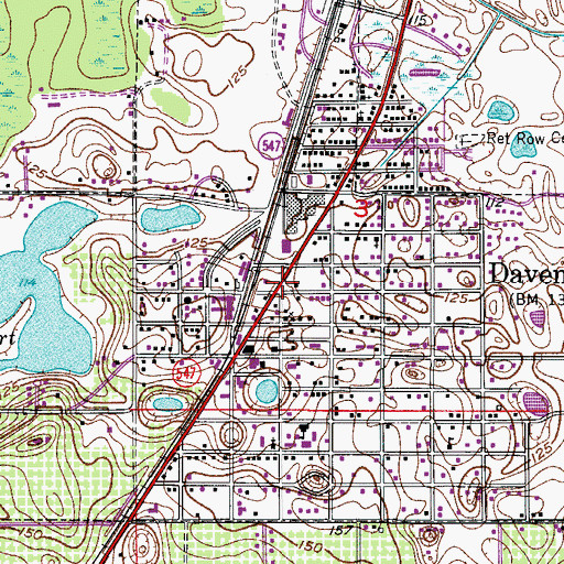 Topographic Map of Davenport, FL
