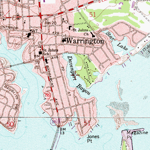 Topographic Map of Davenport Bayou, FL