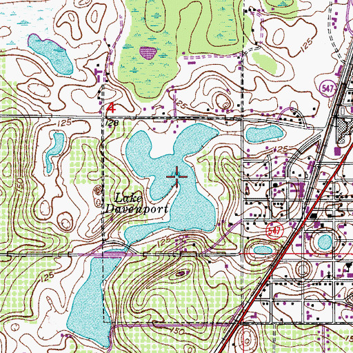 Topographic Map of Lake Davenport, FL