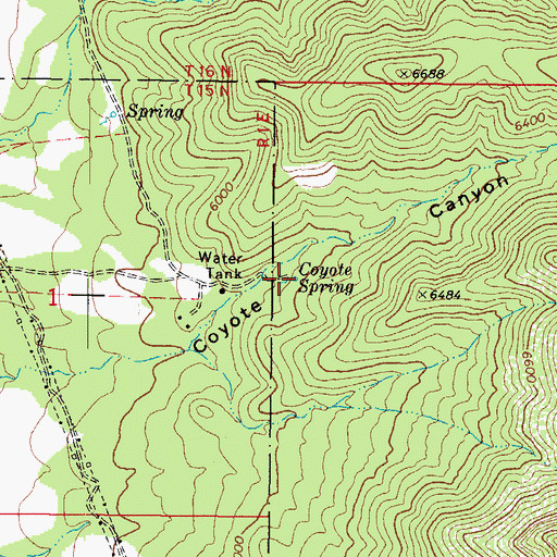 Topographic Map of Coyote Spring, AZ