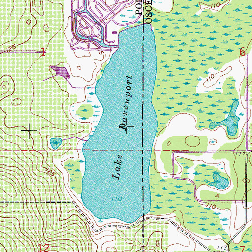 Topographic Map of Lake Davenport, FL