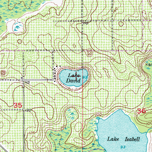 Topographic Map of Lake David, FL