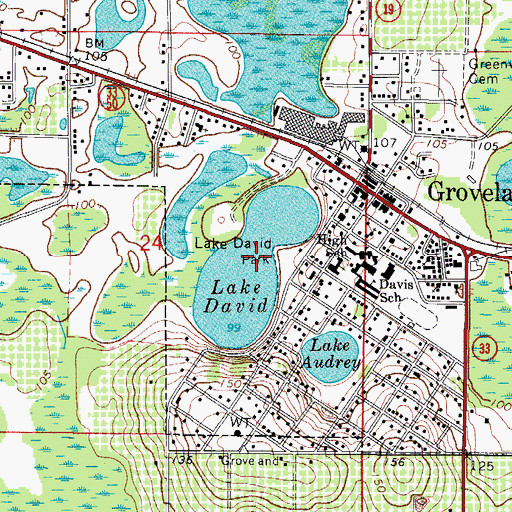 Topographic Map of Lake David, FL