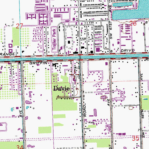 Topographic Map of Davie, FL