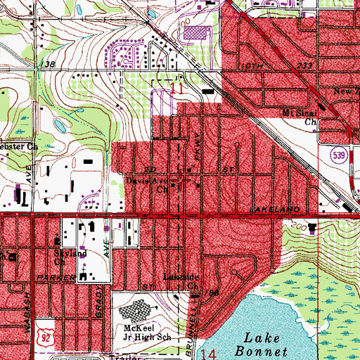 Topographic Map of Davis Avenue Church, FL