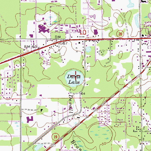 Topographic Map of Davis Lake, FL