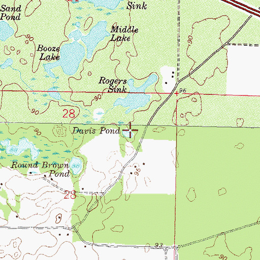 Topographic Map of Davis Pond, FL