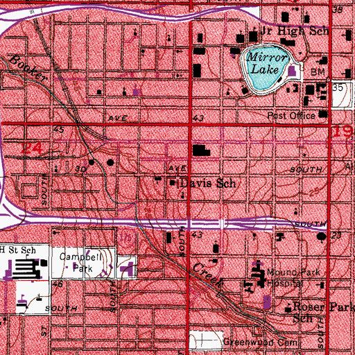 Topographic Map of Davis School, FL