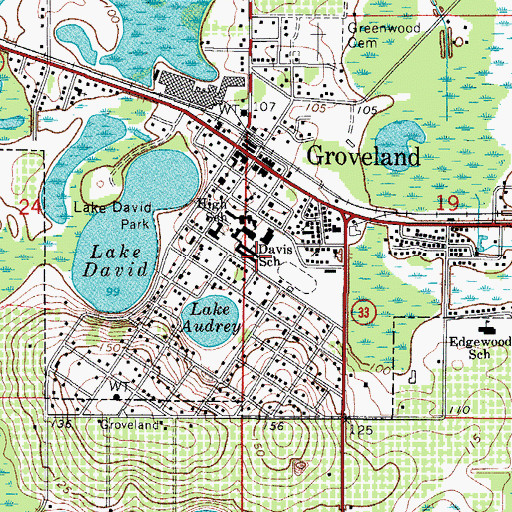Topographic Map of Davis School, FL