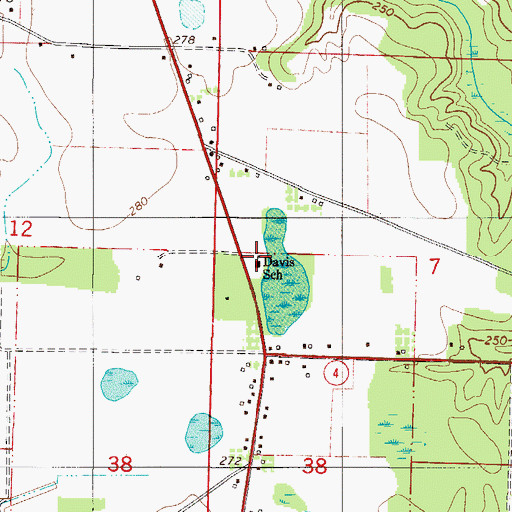 Topographic Map of Davis School, FL