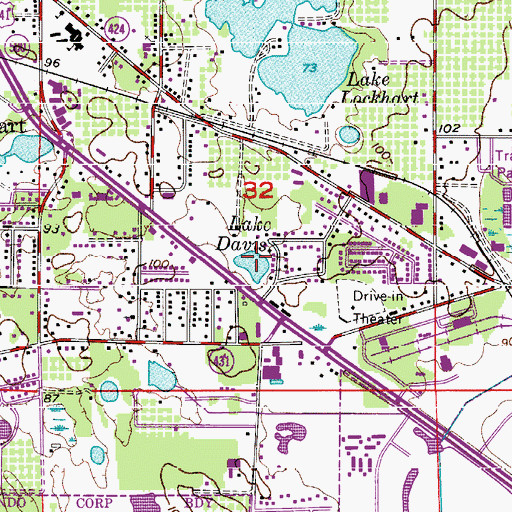 Topographic Map of Lake Davis, FL