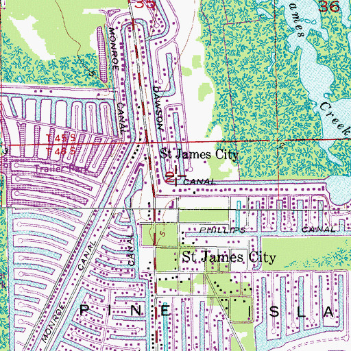 Topographic Map of Dawson Canal, FL