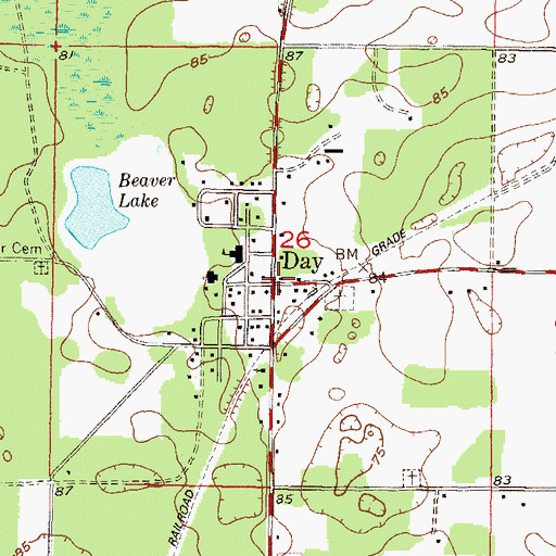 Topographic Map of Day, FL