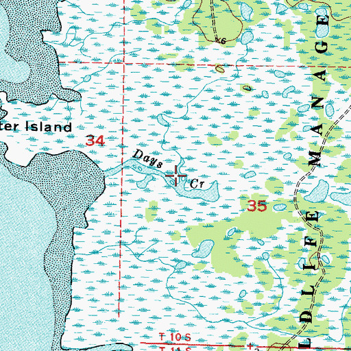 Topographic Map of Days Creek, FL