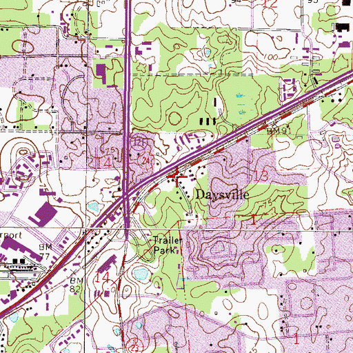 Topographic Map of Daysville, FL