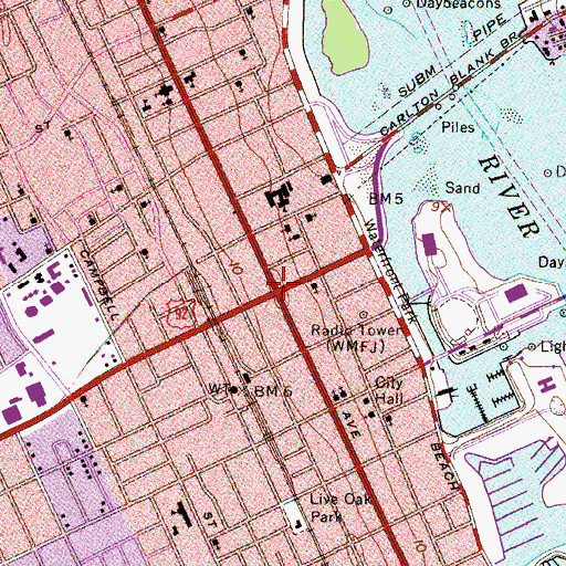 Topographic Map of Daytona Beach, FL