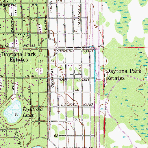 Topographic Map of Daytona Park Estates, FL