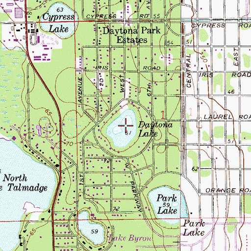 Topographic Map of Lake Daytona, FL
