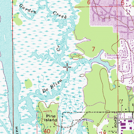 Topographic Map of De Blieu Creek, FL