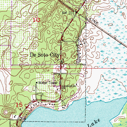 Topographic Map of De Soto City, FL