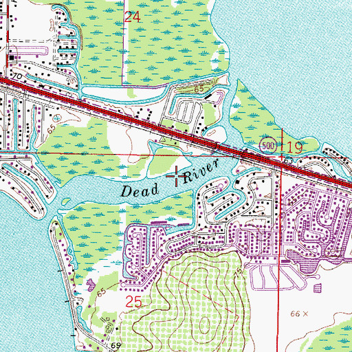 Topographic Map of Dead River, FL