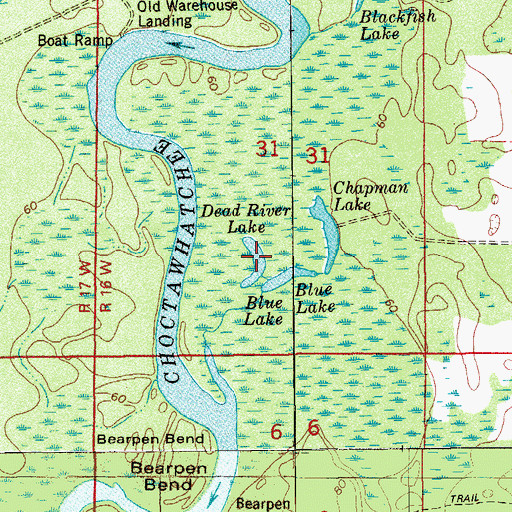 Topographic Map of Dead River Lake, FL