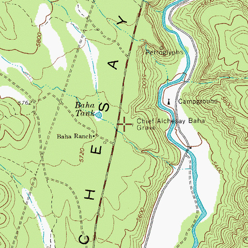 Topographic Map of Chief Alchesay Baha Grave, AZ