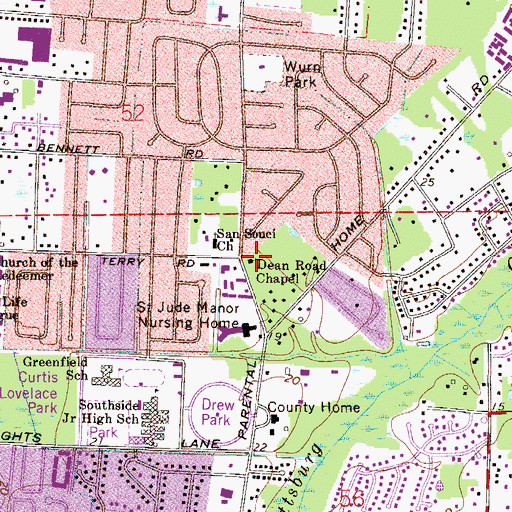 Topographic Map of Dean Road Chapel, FL