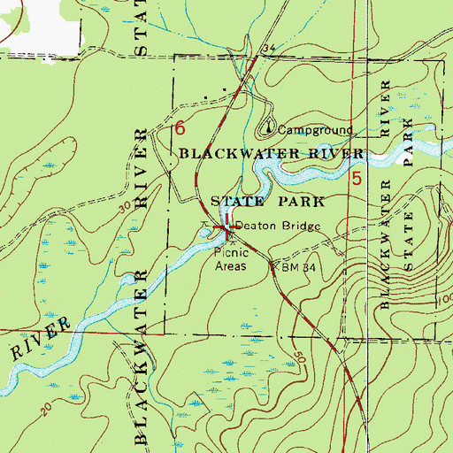 Topographic Map of Deaton Bridge, FL