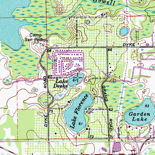 Topographic Map of Lake Deeks, FL