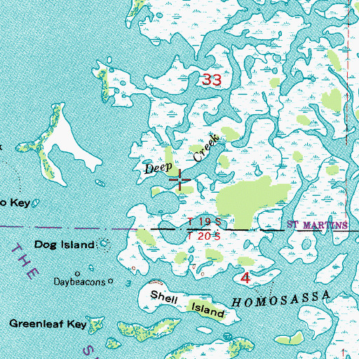 Topographic Map of Deep Creek, FL
