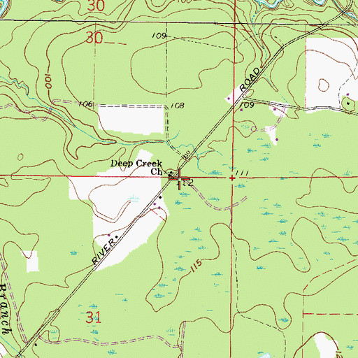 Topographic Map of Deep Creek Church, FL