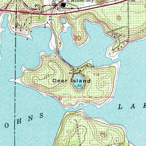 Topographic Map of Deer Island, FL