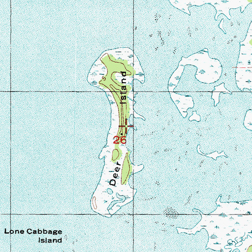 Topographic Map of Deer Island, FL